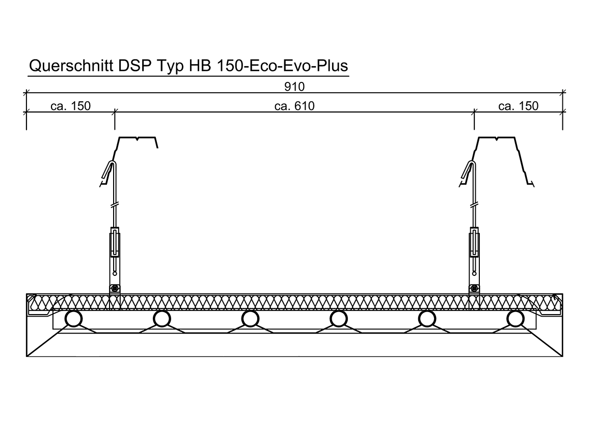 Deckenstrahlplatte Typ HB-150 ECO EVO Plus von Frenger Systemen BV Querschnitt